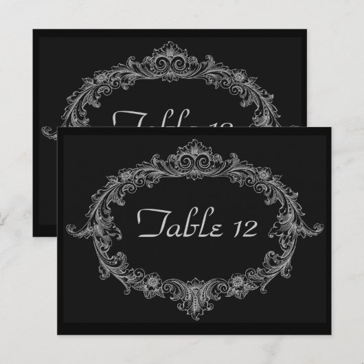 Zilver en Zwart Trouwreceptie Tafelnummer (Voorkant / Achterkant)