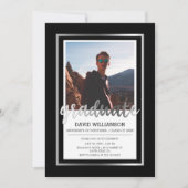 Zilver en zwart typografie | Fotoafstudeerfeest Kaart (Voorkant)