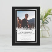 Zilver en zwart typografie | Fotoafstudeerfeest Kaart (Staand voorkant)