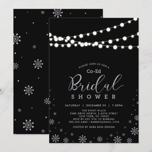 Zilver en zwart | Vrijgezellenfeest met coating va Kaart (Voorkant / Achterkant)