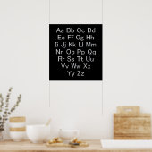 Zilver en Zwarte Alfabet Chart Poster (Keuken)