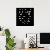Zilver en Zwarte Alfabet Chart Poster (Thuiskantoor)