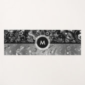 Zilver en zwarte  Damask Yogamat (Voorkant (horizontaal))