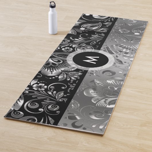 Zilver en zwarte  Damask Yogamat (In situ)