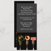 Zilver en Zwarte Eetfeest Uitnodiging (Voorkant / Achterkant)