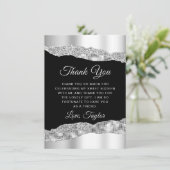 Zilver- en zwarte glazen scheuren zoete zestien bedankkaart (Staand voorkant)