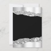 Zilver- en zwarte glazen scheuren zoete zestien bedankkaart (Achterkant)