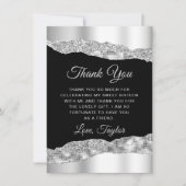 Zilver- en zwarte glazen scheuren zoete zestien bedankkaart (Voorkant)