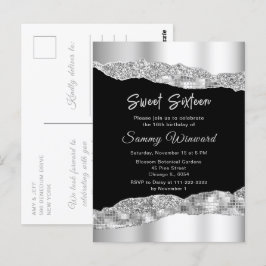 Zilver- en zwarte glazen scheuren zoete zestien briefkaart