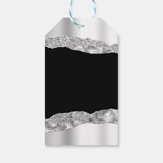 Zilver- en zwarte glazen scheuren zoete zestien cadeaulabel (Achterkant)