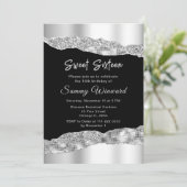 Zilver- en zwarte glazen scheuren zoete zestien kaart (Staand voorkant)