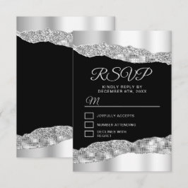 Zilver- en zwarte glazen scheuren zoete zestien RSVP kaartje
