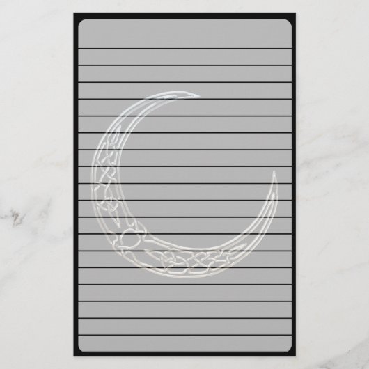 Zilver- en zwarte Keltische halve maan Briefpapier (Voorkant)