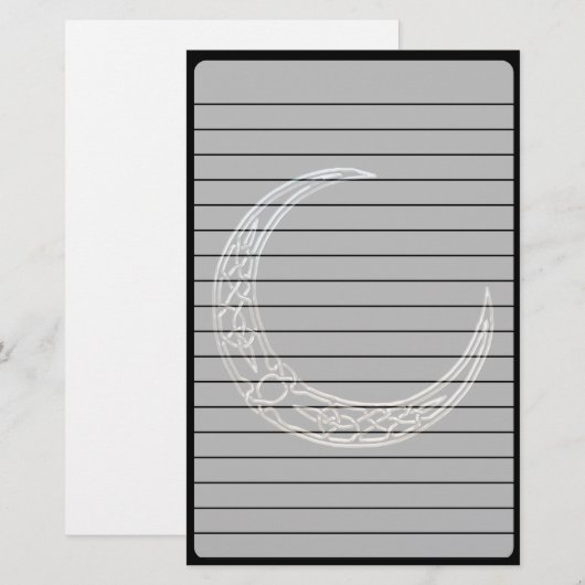 Zilver- en zwarte Keltische halve maan Briefpapier (Voorkant / Achterkant)