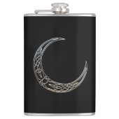 Zilver- en zwarte Keltische halve maan Heupfles (Voorkant)