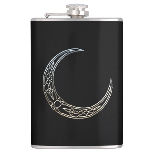 Zilver- en zwarte Keltische halve maan Heupfles (Voorkant)