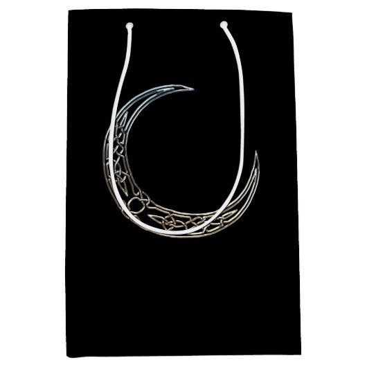 Zilver- en zwarte Keltische halve maan Medium Cadeauzakje (Voorkant)