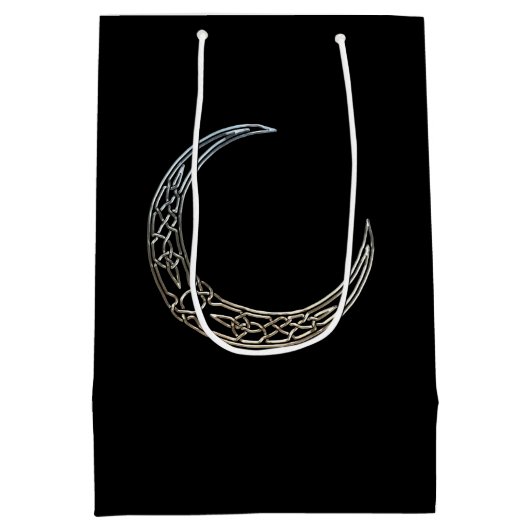 Zilver- en zwarte Keltische halve maan Medium Cadeauzakje (Achterkant)
