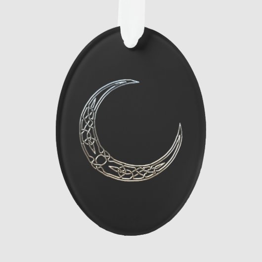 Zilver- en zwarte Keltische halve maan Ornament (achterkant)