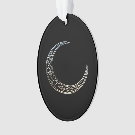 Zilver- en zwarte Keltische halve maan Ornament (voorkant)