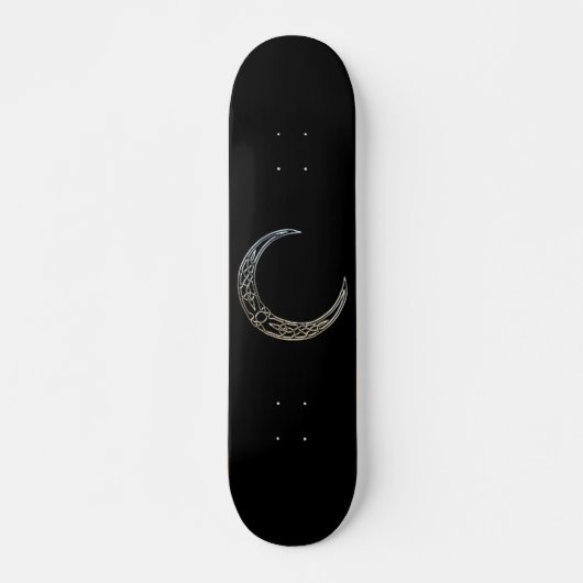 Zilver- en zwarte Keltische halve maan Persoonlijk Skateboard (Voorkant)