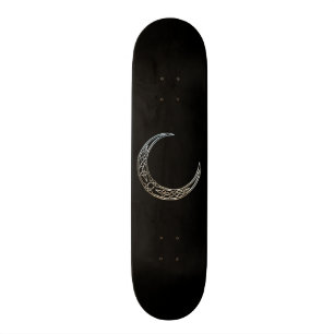 Zilver- en zwarte Keltische halve maan Persoonlijk Skateboard
