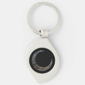 Zilver- en zwarte Keltische halve maan Sleutelhanger (Voorkant)