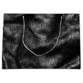 Zilver- en zwarte lederen textuur groot cadeauzakje (Voorkant)