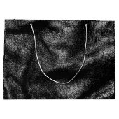 Zilver- en zwarte lederen textuur groot cadeauzakje (Achterkant)