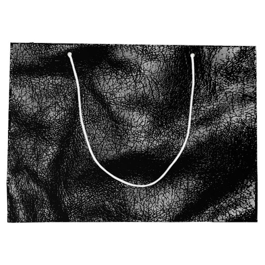 Zilver- en zwarte lederen textuur groot cadeauzakje (Achterkant)