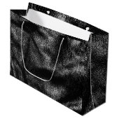 Zilver- en zwarte lederen textuur groot cadeauzakje (Voorkant Gekanteld)