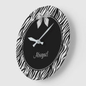 Zilver- en Zwarte Zebra-afdrukken op maat Grote Klok (Hoek)