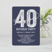 Zilver Fabulous Veertig 40e Verjaardagsfeestje Uit Kaart (Staand voorkant)
