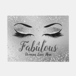Zilver Fabulous Women Glitter Eyes Doormat Deurmat