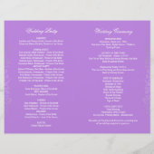 Zilver  Floral Paars Wedding Programma's (Achterkant)