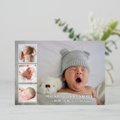 Zilver Foil Foto Collage Boy Birth Announding Folie Uitnodiging (Staand Voorkant)