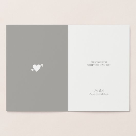 Zilver-folie-hart met pijl Monogrammed bruiloft Folie Kaarten (Binnen)