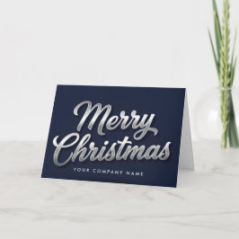 Zilver Folie Vintage Script Prettig Kerstfeest Feestdagen Kaart