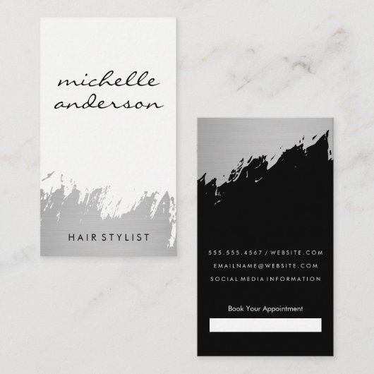 Zilver geborsteld / Benoeming Afsprakenkaartje (Voorkant / Achterkant)