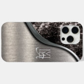 Zilver Geborsteld metaal en Metallic Stone monogra Case-Mate iPhone Case (Achterkant (horizontaal))