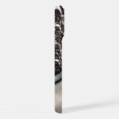 Zilver geborsteld metaal en Metallic Stone monogra iPhone Hoesje (Rechterkant)
