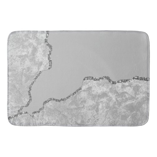 Zilver Geborsteld Metaal Glitter Badmat (Voorkant)