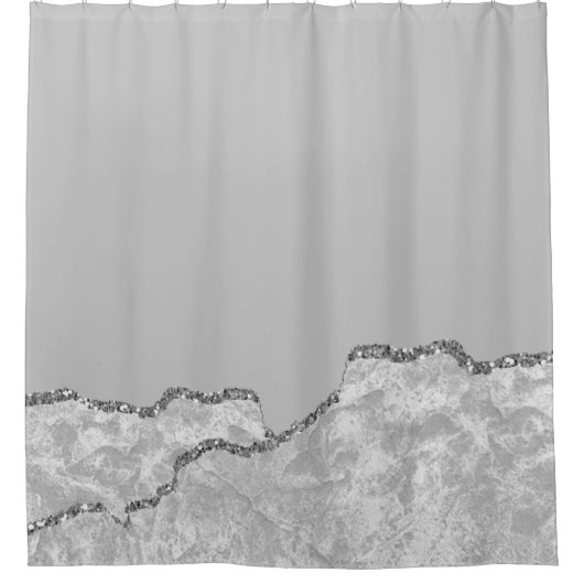 Zilver geborsteld metaal Glitter Douchegordijn (Voorkant)