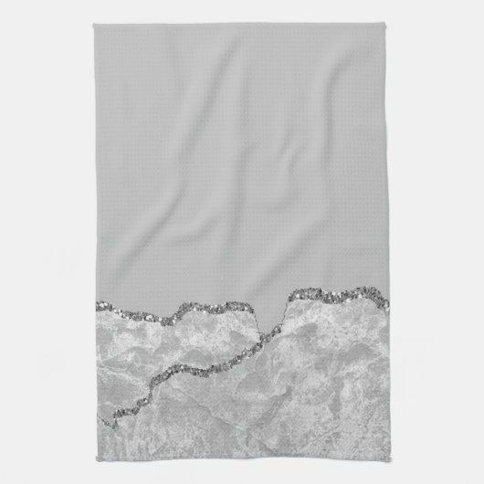 Zilver geborsteld metaal Glitter Theedoek (Verticaal)