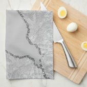 Zilver geborsteld metaal Glitter Theedoek (Quarter Fold)