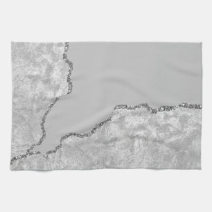 Zilver geborsteld metaal Glitter Theedoek