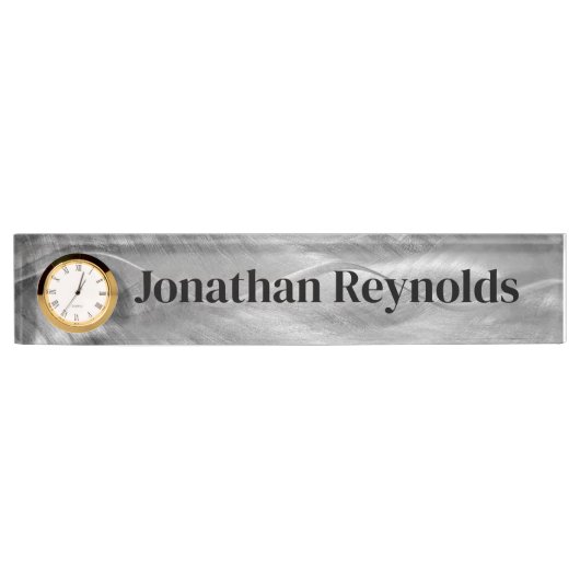 Zilver geborsteld Metaal met Naam Naambordje (Voorkant)