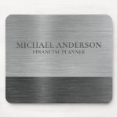 Zilver Geborsteld Metaal Metaal Monogram Naam Muismat (Voorkant)