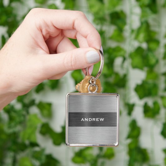 Zilver Geborsteld Metaal Metaal Monogram Naam Sleutelhanger (Hand)