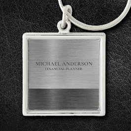 Zilver Geborsteld Metaal Metaal Monogram Naam Sleutelhanger